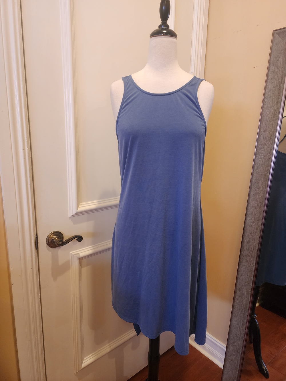 BCBGMaxAzria Blue Scoop Neck Swing Dress